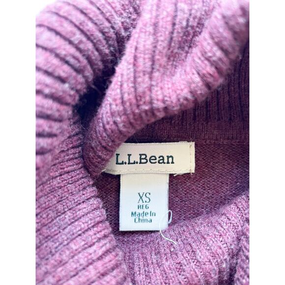 Women's L.L. Bean Plum Colored Cotton Cashmere Turtleneck Sweater Size XS - Picture 3 of 4